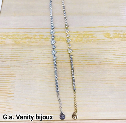 Bracciale tennis con cuori e zirconi